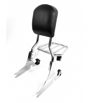 Tall Quick Release Chrome Backrest with Tapered Luggage Rack & Small Smooth Pad For Harley Davidson Heritage Fits Years 2000-2017 Heritage Softail Classic Models Springer Classic Equivalent To Harley 53815-00A 52626-04 52300018 50300030