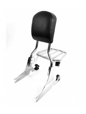 Tall Quick Release Chrome Backrest with Tapered Luggage Rack & Small Smooth Pad For Harley Davidson Heritage Fits Years 2000-2017 Heritage Softail Classic Models Springer Classic Equivalent To Harley 53815-00A 52626-04 52300018 50300030